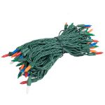 RetroGlo Multi Color Ceramic Mini Lights 50 Light on Green Wire 25 Feet Long