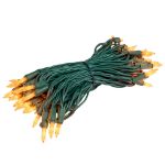 RetroGlo Orange Ceramic Mini Lights 50 Light on Green Wire 25 Feet Long