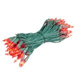 RetroGlo Red Ceramic Mini Lights 50 Light on Green Wire 25 Feet Long
