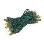 RetroGlo White Ceramic Mini Lights 50 Light on Green Wire 25 Feet Long