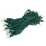RetroGlo White Ceramic Mini Lights 50 Light on Green Wire 25 Feet Long