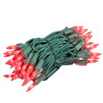RetroGlo Red Ceramic Mini Lights 50 Light on Green Wire 11 Feet Long