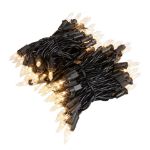 RetroGlo Clear Mini Lights 100 Light on Black Wire 22 Feet Long