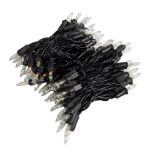 RetroGlo Clear Mini Lights 100 Light on Black Wire 22 Feet Long