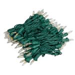 RetroGlo Clear Mini Lights 100 Light on Green Wire 22 Feet Long