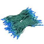 RetroGlo Blue Mini Lights 100 Light on Green Wire 50 Feet Long