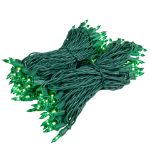RetroGlo Green Mini Lights 100 Light on Green Wire 50 Feet Long