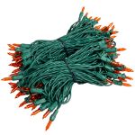 RetroGlo Orange Mini Lights 100 Light on Green Wire 50 Feet Long