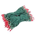 RetroGlo Red Mini Lights 100 Light on Green Wire 50 Feet Long