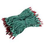 RetroGlo Red Mini Lights 100 Light on Green Wire 50 Feet Long