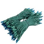 RetroGlo Teal Mini Lights 100 Light on Green Wire 50 Feet Long