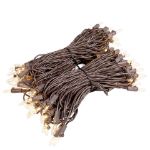 RetroGlo Clear Mini Lights 100 Light on Brown Wire 50 Feet Long