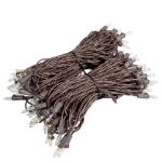 RetroGlo Clear Mini Lights 100 Light on Brown Wire 50 Feet Long