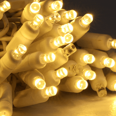 LED Curtain Twinkle Lights 100 LED Warm White Non-Connectable White Wire