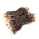RetroGlo Clear Mini Lights 100 Light on Brown Wire 34 Feet Long
