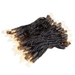 RetroGlo Clear Mini Lights 100 Light on Black Wire 34 Feet Long