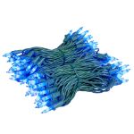 RetroGlo Blue Ceramic Mini Lights 100 Light on Green Wire 34 Feet Long