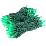 RetroGlo Green Ceramic Mini Lights 100 Light on Green Wire 34 Feet Long