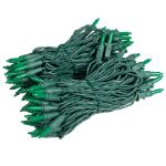 RetroGlo Green Ceramic Mini Lights 100 Light on Green Wire 34 Feet Long