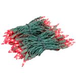 RetroGlo Red Ceramic Mini Lights 100 Light on Green Wire 34 Feet Long