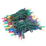 RetroGlo Multi Color Ceramic Mini Lights 100 Light on Green Wire 34 Feet Long