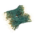 RetroGlo White Ceramic Mini Lights 100 Light on Green Wire 34 Feet Long