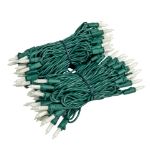 RetroGlo White Ceramic Mini Lights 100 Light on Green Wire 34 Feet Long