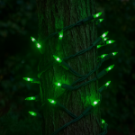 RetroGlo Green Ceramic Mini Lights 50 Light on Green Wire 11 Feet Long