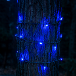 RetroGlo Blue Ceramic Mini Lights 50 Light on Green Wire 11 Feet Long