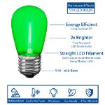 Green S14 LED Plastic Filament Medium Base e26 Bulbs  - 25pk