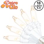 RetroGlo Clear Mini Lights 10 Light on White Wire 5.5 Feet Long