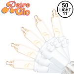 RetroGlo Clear Mini Lights 50 Light on White Wire 11 Feet Long