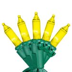 RetroGlo Yellow Mini Lights 50 Light on Green Wire 11 Feet Long
