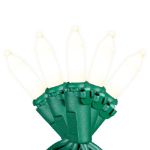 RetroGlo White Ceramic Mini Lights 100 Light on Green Wire 34 Feet Long