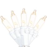 RetroGlo Clear Mini Lights 100 Light on White Wire 34 Feet Long