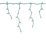 RetroGlo Clear 100 Light Icicle Lights Green Wire Medium Drops