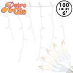 RetroGlo Clear 100 Light Icicle Lights White Wire Long Drops