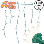 RetroGlo Clear 100 Light Icicle Lights Green Wire Long Drops