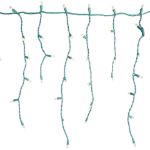 RetroGlo Clear 100 Light Icicle Lights Green Wire Long Drops