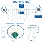 RetroGlo Clear 100 Light Icicle Lights White Wire Long Drops