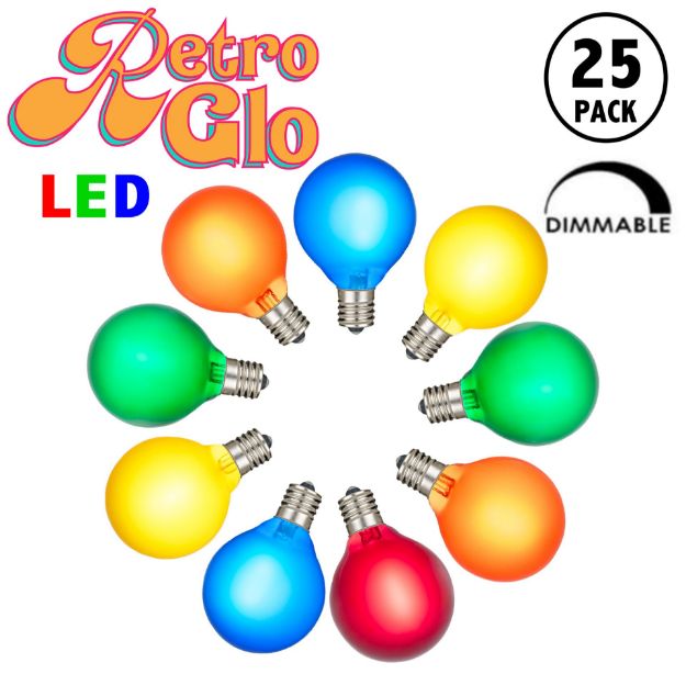 RetroGlo Multi Color Satin G40 Globe Bulbs 25 Pack