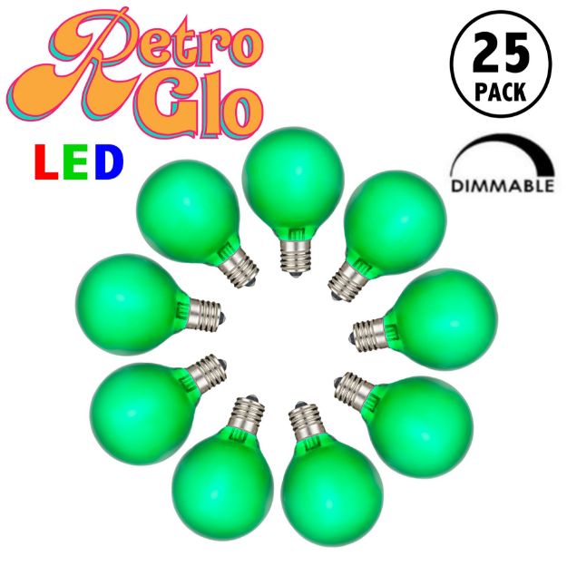RetroGlo Green Satin G40 Globe Bulbs 25 Pack