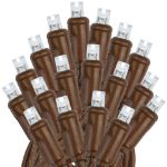 35 Light Pure White LED Mini Lights 11.5' Long on Brown Wire