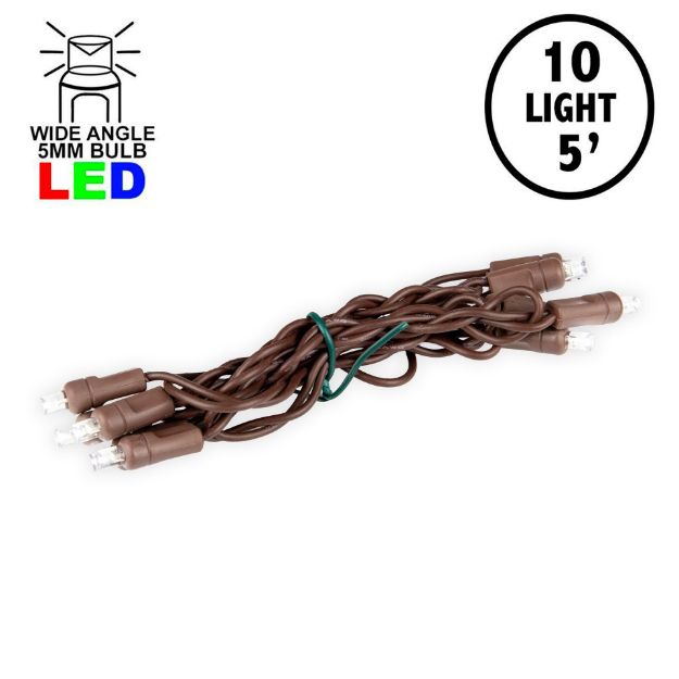 10 Light Non Connectable Pure White LED Mini Lights Brown Wire
