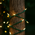 RetroGlo White Ceramic Mini Lights 50 Light on Green Wire 25 Feet Long