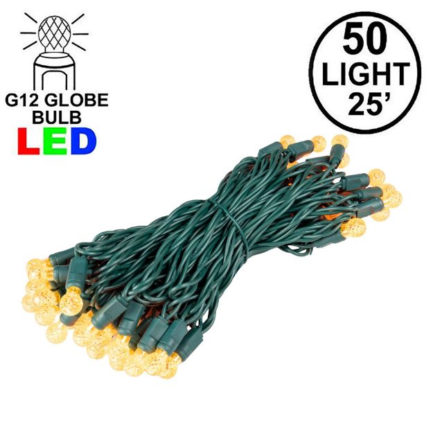 G12 50 LED Yellow 6" Spacing Green Wire