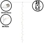 25 LED C9 Icicle Drop White Wire - Warm White