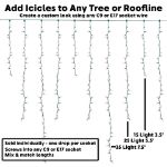 25 LED C9 Icicle Drop Green Wire - Pure White