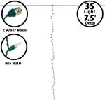 35 LED C9 Icicle Drop Green Wire - Pure White
