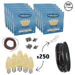 C9 Decorate Like a Pro® Kit - 250' LED Diamond Faceted Warm White Brown Wire w/12" Bulb Spacing